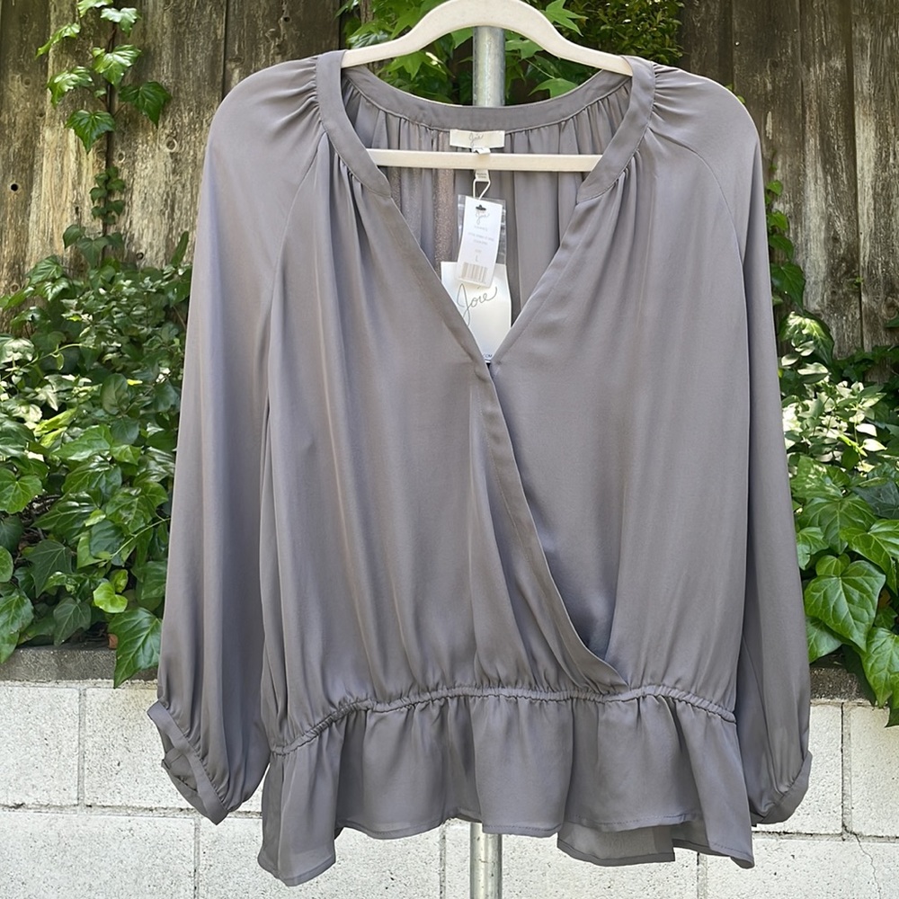 Joie Gray Louvre Silk Blouse NWT